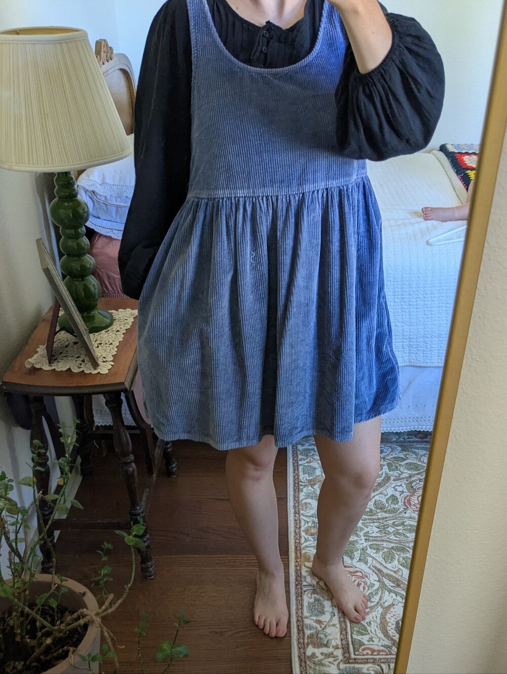 Blue Corduroy Jumper Dress